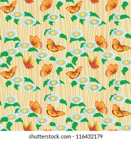 Seamless pattern with butterflies and flowers
