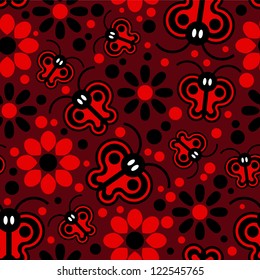 Seamless pattern with butterflies and flowers