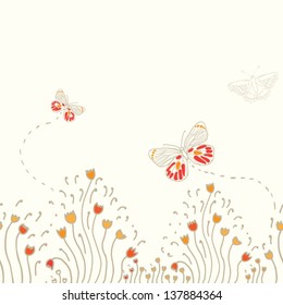 seamless pattern with butterflies and flowers
