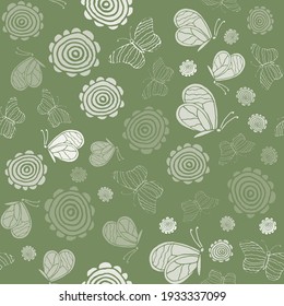 seamless pattern with butterflies and flowers, modern vector texture for your design can be used as wrapping paper, fabric, wallpaper