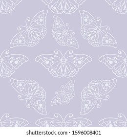Seamless pattern with butterflies. Gray color. Vector. Eps10.