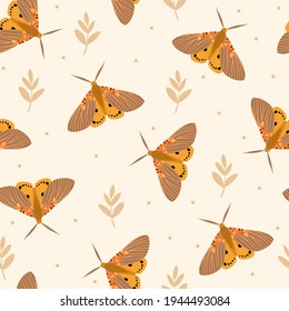 Seamless pattern with butterflies. Hand drawn vector illustration. Texture for print, textile, packaging.