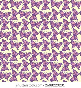 Seamless pattern with butterflies - hand drawn vector illustration.