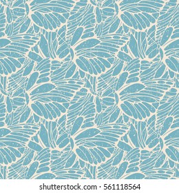 Seamless pattern with butterflies. Hand drawn vector illustration. Outlined doodle butterfly background.