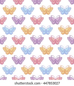 seamless pattern, butterflies, hand-drawing, doodle