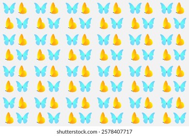 Seamless pattern with butterflies isolated on a white background. Spring and summer background. The gradient. Vector graphics