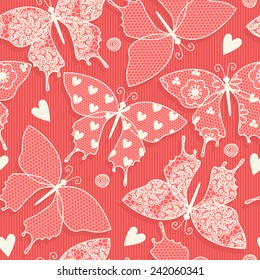 Seamless pattern with butterflies lace.