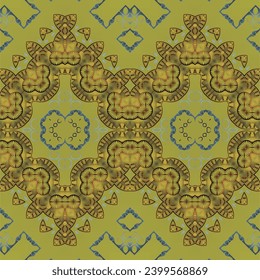 Seamless pattern with butterflies on green background. Vector illustration.