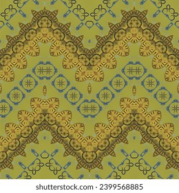 Seamless pattern with butterflies on green background. Vector illustration.