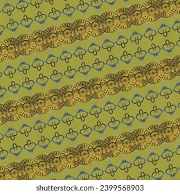 Seamless pattern with butterflies on green background. Vector illustration.