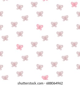 Seamless Pattern of Butterflies on White Background