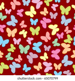 Seamless pattern with butterflies in pastel tones