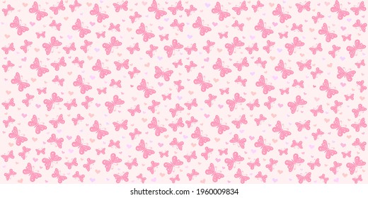 Seamless pattern with butterflies. Perfect for wallpaper, gift paper, pattern fills, web page background, spring and summer greeting cards.  Vector illustration