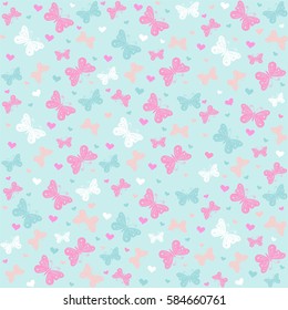 Seamless pattern with butterflies. Perfect for wallpaper, gift paper, pattern fills, web page background, spring and summer greeting cards.  Vector illustration
