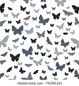 Seamless pattern with butterflies. Perfect for wallpaper, gift paper, pattern fills, web page background, spring and summer greeting cards. Vector illustration