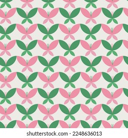 Seamless pattern. Butterflies. Pink and green. Repeating pattern. Texture. Print. Textile. Wrapping paper. Summer. Vector illustration