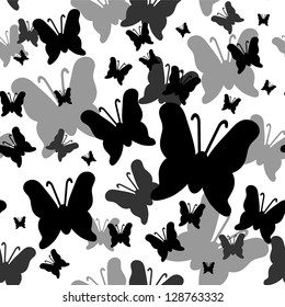 Seamless pattern with butterflies silhouettes