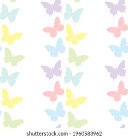 Seamless pattern butterflies silhouettes colorful vector illustration	