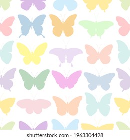 Seamless pattern butterflies silhouettes colorful vector illustration	