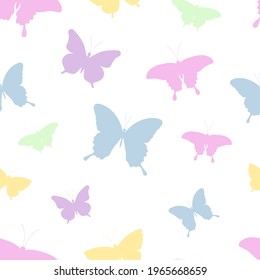 Seamless pattern butterflies silhouettes colorful vector illustration