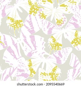 Seamless pattern of butterflies in spring colors.