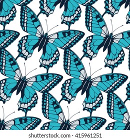Seamless pattern with butterflies. Spring summer background. Vector illustration