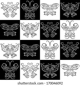 Seamless pattern with a butterflies staggered