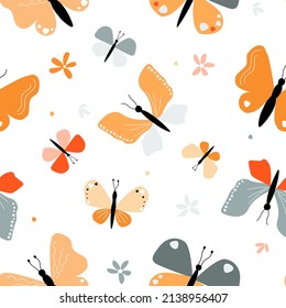 Seamless pattern with butterflies. Summer abstract bright print. Vector graphics.