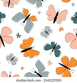 Seamless pattern with butterflies. Summer abstract bright print. Vector graphics.