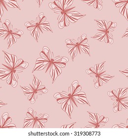 Seamless pattern with butterflies. Summer background. Vintage texture. Soft pink backdrop. Vector illustration.