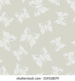 Seamless pattern with butterflies. Summer background. Vintage texture. Light beige backdrop. Vector illustration.