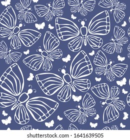 Seamless pattern with butterflies. Summer vector illustration. Flat design, Design element for wallpaper, fabric, wrapper paper, banner.