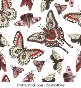 Patrón sin foco con mariposas. Impresión vectorial de moda