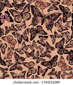 seamless pattern of butterflies. Vector