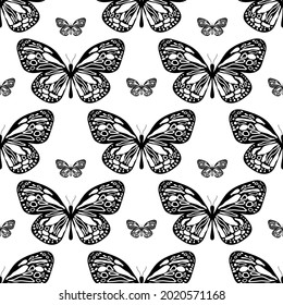 Seamless pattern with butterflies. Vector.