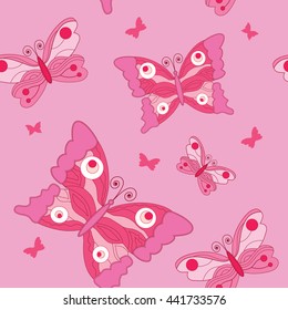 Seamless pattern with butterflies. Vector.