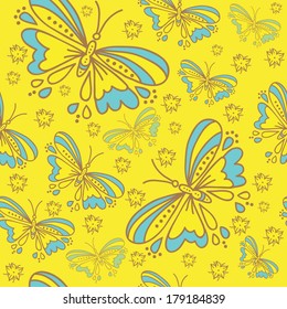 Seamless pattern with butterflies. Vector background