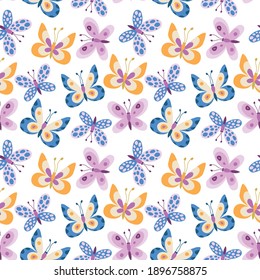 
Seamless pattern with butterflies. Vector background.