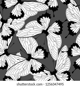Seamless pattern with butterflies. Vector butterfly background.