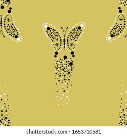  Seamless pattern with butterflies.  Vector pattern. Hand drawn. Pattern for card, invitation, wrapping paper, textile fabric 