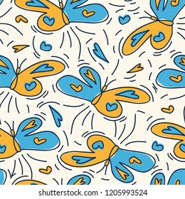 Seamless pattern with butterflies. Vector illustration.