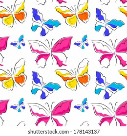 seamless pattern of butterflies - vector illustration