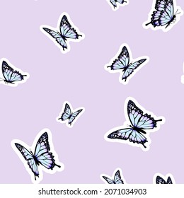 Seamless pattern with butterflies. Vector illustration.