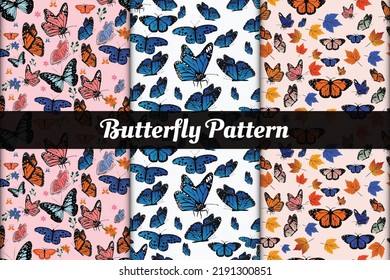 Patrón sin foco con mariposas. Ilustración del vector