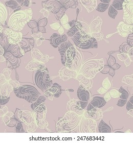 Seamless pattern with butterflies. Vector illustration 