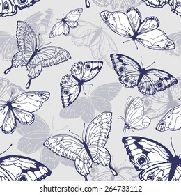 Seamless pattern with butterflies. Vector illustration 