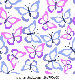Seamless pattern with butterflies. Vector illustration.