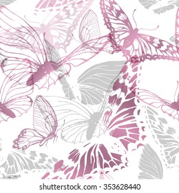 Seamless pattern with butterflies. Vector illustration 