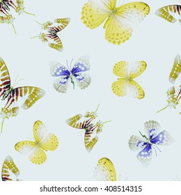 Seamless pattern from butterflies, vector illustration, clip-art