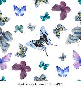 Seamless pattern from butterflies, vector illustration, clip-art